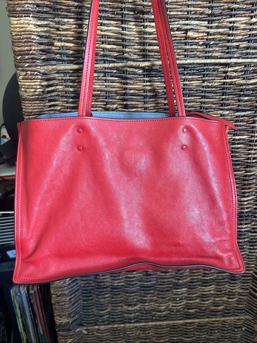 Prada Red Etiquette tote in Glacé calf leather GUC Retails $2200 with COA - Picture 3 of 17